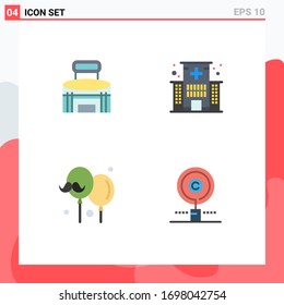 Editable Vector Line Pack of 4 Simple Flat Icons of building; medical; sport; care; dad Editable Vector Design Elements