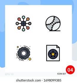 Editable Vector Line Pack of 4 Simple Filledline Flat Colors of biochemistry; options; chemistry; men's day; document Editable Vector Design Elements