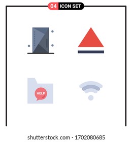 Editable Vector Line Pack of 4 Simple Flat Icons of console; file; outline; communication; technology Editable Vector Design Elements
