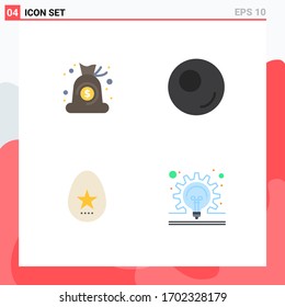 Editable Vector Line Pack of 4 Simple Flat Icons of bag; spring; finance; egg; concept Editable Vector Design Elements