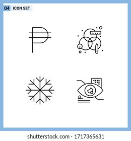 Bearbeitbare Vektorillustration-Line-Packung mit 4 einfachen, flachen Philippinfarben; Schnee; Peso, rgb; Design-Elemente für Vektorillustrationen mit Augenbearbeitung