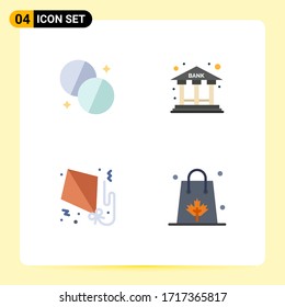 Editable Vector Line Pack of 4 Simple Flat Icons of antibiotics; flying; medicine; office; paper Editable Vector Design Elements