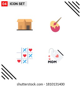 Editable Vector Line Pack of 4 Simple Flat Icons of ecommerce; heart; shopping; egg; valentine Editable Vector Design Elements