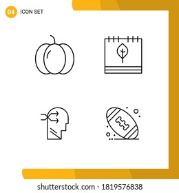 Editable Vector Line Pack of 4 Simple Filledline Flat Colors of food; mental chang; vegetables; fall; brian Editable Vector Design Elements