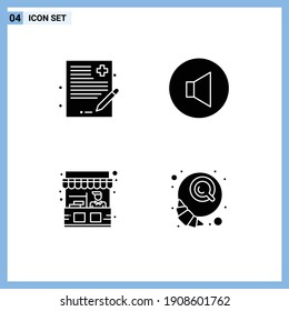Editable Vector Line Pack of 4 Simple Solid Glyphs of doctor; stand; history; volume; breakfast Editable Vector Design Elements