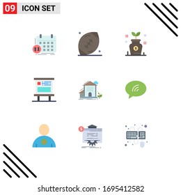 Editable Vector Line Pack of 9 Simple Flat Colors of marketing; announcement; game; advertising; investment Editable Vector Design Elements