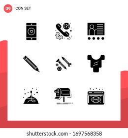 Editable Vector Line Pack of 9 Simple Solid Glyphs of school; education; phone; teacher; education Editable Vector Design Elements