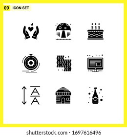 Editable Vector Line Pack of 9 Simple Solid Glyphs of cooking; animal; cake; speed; performance Editable Vector Design Elements