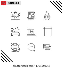 Editable Vector Line Pack of 9 Simple Outlines of healthcare; clean; seo; bedroom; holiday Editable Vector Design Elements