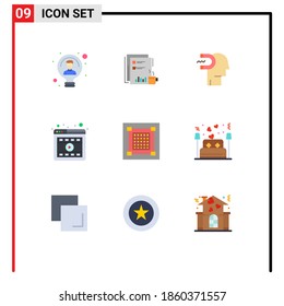 Editable Vector Line Pack of 9 Simple Flat Colors of browser; influence; news; human; power of influence Editable Vector Design Elements