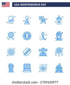 Editable Vector Line Pack Of USA Day 16 Simple Blues Of Star; Badge; American; Sign; Election Editable USA Day Vector Design Elements