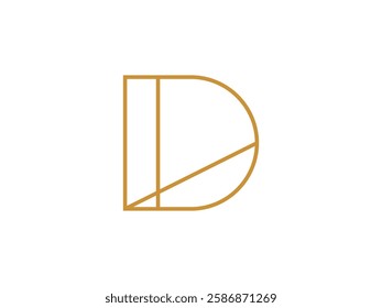 editable vector linear letter D symbol design illustration isolated on transparent background