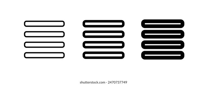 Editable vector list view icon. Black, line style, transparent white background. Part of a big icon set family. Perfect for web and app interfaces, presentations, infographics, etc