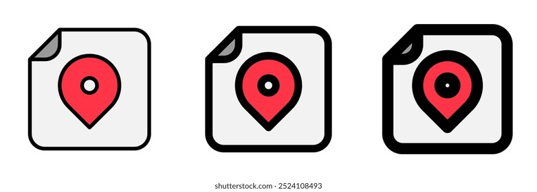 Editable vector location map file icon. Black, line style, transparent white background. Part of a big icon set family. Perfect for web and app interfaces, presentations, infographics, etc