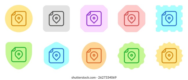 Editable vector location map file icon. Black, line style, transparent white background. Part of a big icon set family. Perfect for web and app interfaces, presentations, infographics, etc