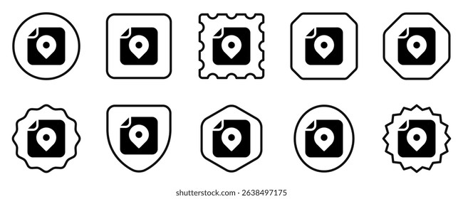 Editable vector location map file icon. Black, line style, transparent white background. Part of a big icon set family. Perfect for web and app interfaces, presentations, infographics, etc