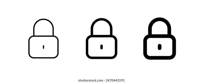 Editable vector lock padlock encryption password icon. Black, line style, white background. Part of a big icon set family. Perfect for web and app interfaces, presentations, infographics, etc