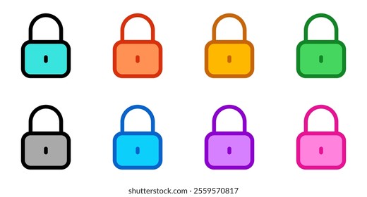 Editable vector lock padlock encryption password icon. Black, line style, white background. Part of a big icon set family. Perfect for web and app interfaces, presentations, infographics, etc