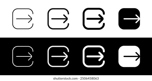 Editable vector logout exit icon. Black, line style, transparent white background. Part of a big icon set family. Perfect for web and app interfaces, presentations, infographics, etc