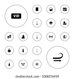 Editable vector long icons: mustache and glasses, apple on book, beer mug, hoe, coin, cpu, kimono, calendar, vip, lugagge weight, curly hair, heart on white background.