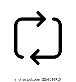 Editable vector loop repeat icon. Black, transparent white background. Part of a big icon set family. Perfect for web and app interfaces, presentations, infographics, etc