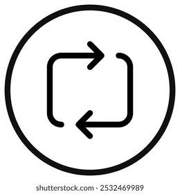 Editable vector loop repeat icon. Black, transparent white background. Part of a big icon set family. Perfect for web and app interfaces, presentations, infographics, etc