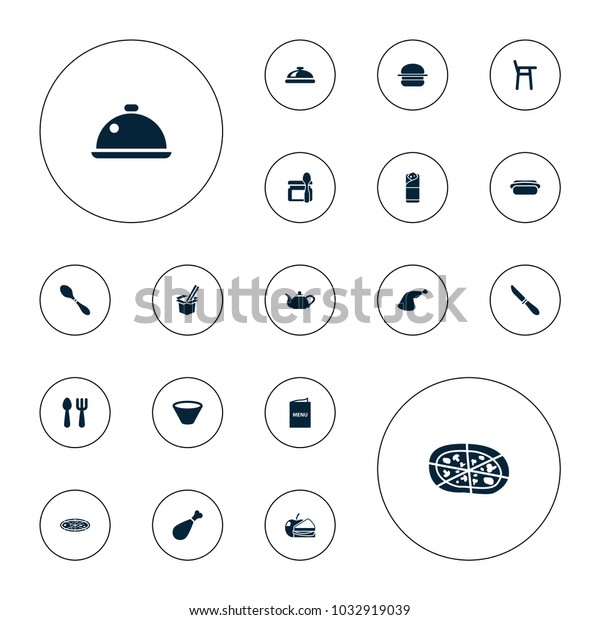 Editable Vector Lunch Icons Dish Fork Stock Vector Royalty