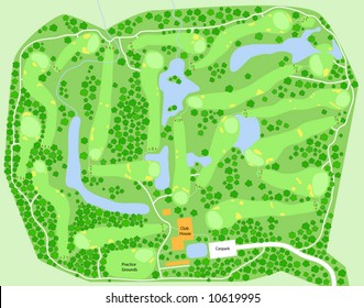 Editable Vector Map Of A Generic Golf Course