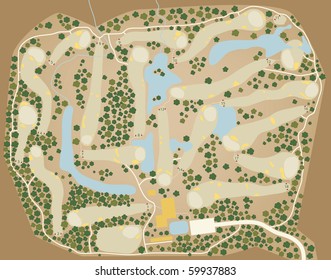 Editable Vector Map Of A Generic Golf Course