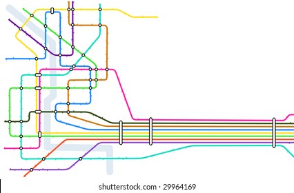 Editable vector map of a generic subway system with copy space