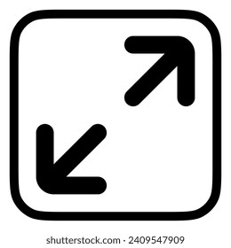 Editable vector maximize screen icon. Black, line style, transparent white background. Part of a big icon set family. Perfect for web and app interfaces, presentations, infographics, etc
