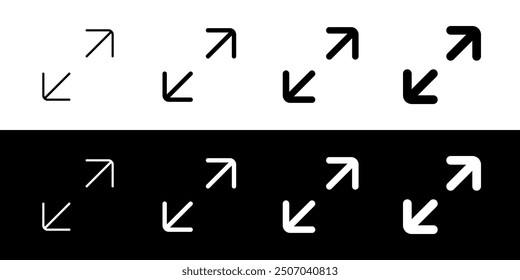 Editable vector maximize screen icon. Black, line style, transparent white background. Part of a big icon set family. Perfect for web and app interfaces, presentations, infographics, etc