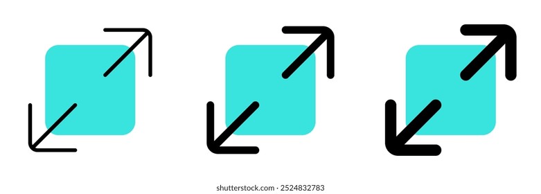 Editable vector maximize screen icon. Black, line style, transparent white background. Part of a big icon set family. Perfect for web and app interfaces, presentations, infographics, etc