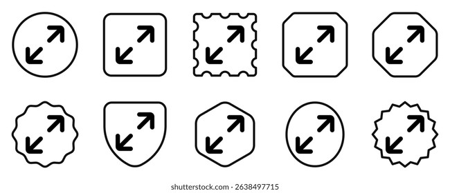 Editable vector maximize screen icon. Black, line style, transparent white background. Part of a big icon set family. Perfect for web and app interfaces, presentations, infographics, etc