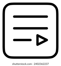 Editable vector media player playlist icon. Black, transparent white background. Part of a big icon set family. Perfect for web and app interfaces, presentations, infographics, etc