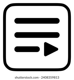 Editable vector media player playlist icon. Black, transparent white background. Part of a big icon set family. Perfect for web and app interfaces, presentations, infographics, etc