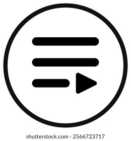 Editable vector media player playlist icon. Black, transparent white background. Part of a big icon set family. Perfect for web and app interfaces, presentations, infographics, etc