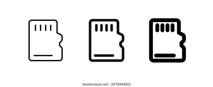 Editable vector memory card icon. Black, line style, transparent white background. Part of a big icon set family. Perfect for web and app interfaces, presentations, infographics, etc