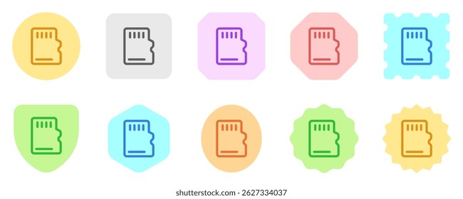 Editable vector memory card icon. Black, line style, transparent white background. Part of a big icon set family. Perfect for web and app interfaces, presentations, infographics, etc