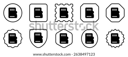 Editable vector memory card icon. Black, line style, transparent white background. Part of a big icon set family. Perfect for web and app interfaces, presentations, infographics, etc