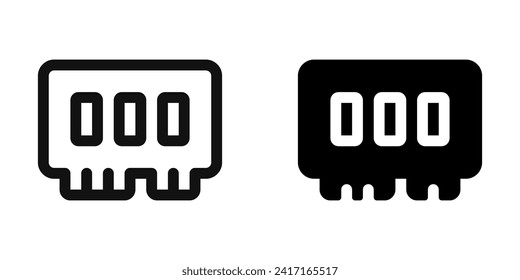 Editable vector memory ram icon. Black, line style, transparent white background. Part of a big icon set family. Perfect for web and app interfaces, presentations, infographics, etc