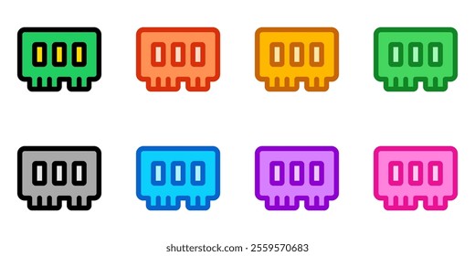 Editable vector memory ram icon. Black, line style, transparent white background. Part of a big icon set family. Perfect for web and app interfaces, presentations, infographics, etc