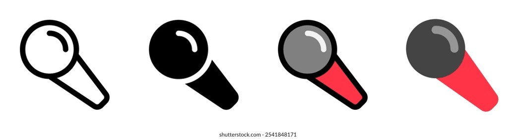 Icono de karaoke de micrófono de Vector editable. Fondo blanco, negro y transparente. Parte de una gran familia de iconos. Perfecto para interfaces de Web y App, presentaciones, infografías, etc