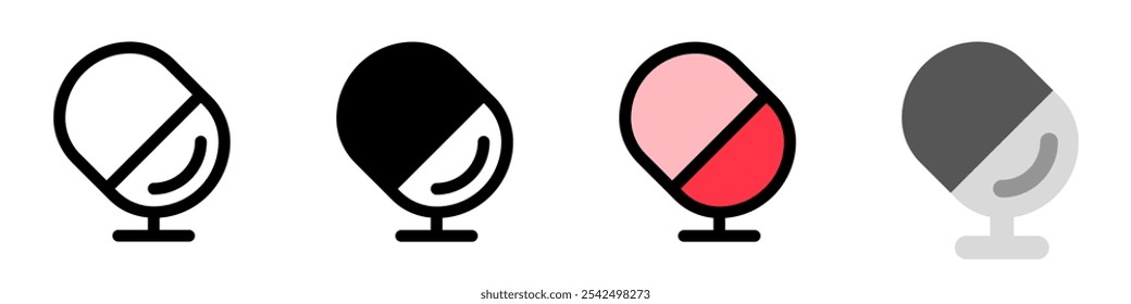 Editable vector microphone podcast icon. Black, line style, transparent white background. Part of a big icon set family. Perfect for web and app interfaces, presentations, infographics, etc