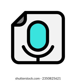 Editable vector microphone recording file icon. Black, line style, transparent white background. Part of a big icon set family. Perfect for web and app interfaces, presentations, infographics, etc