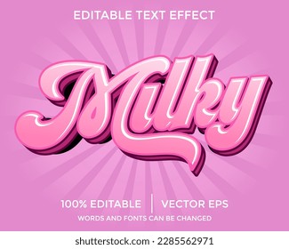 Efecto de texto de la leche vector editable