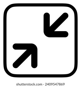 Editable vector minimize screen icon. Black, line style, transparent white background. Part of a big icon set family. Perfect for web and app interfaces, presentations, infographics, etc