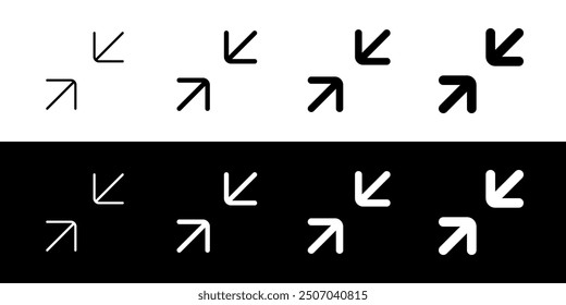 Editable vector minimize screen icon. Black, line style, transparent white background. Part of a big icon set family. Perfect for web and app interfaces, presentations, infographics, etc