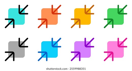 Editable vector minimize screen icon. Black, line style, transparent white background. Part of a big icon set family. Perfect for web and app interfaces, presentations, infographics, etc