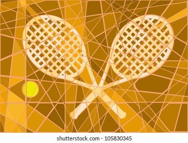 Editable vector mosaic design of clay court tennis
